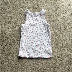 Art Class White and Pink Floral Tank Top